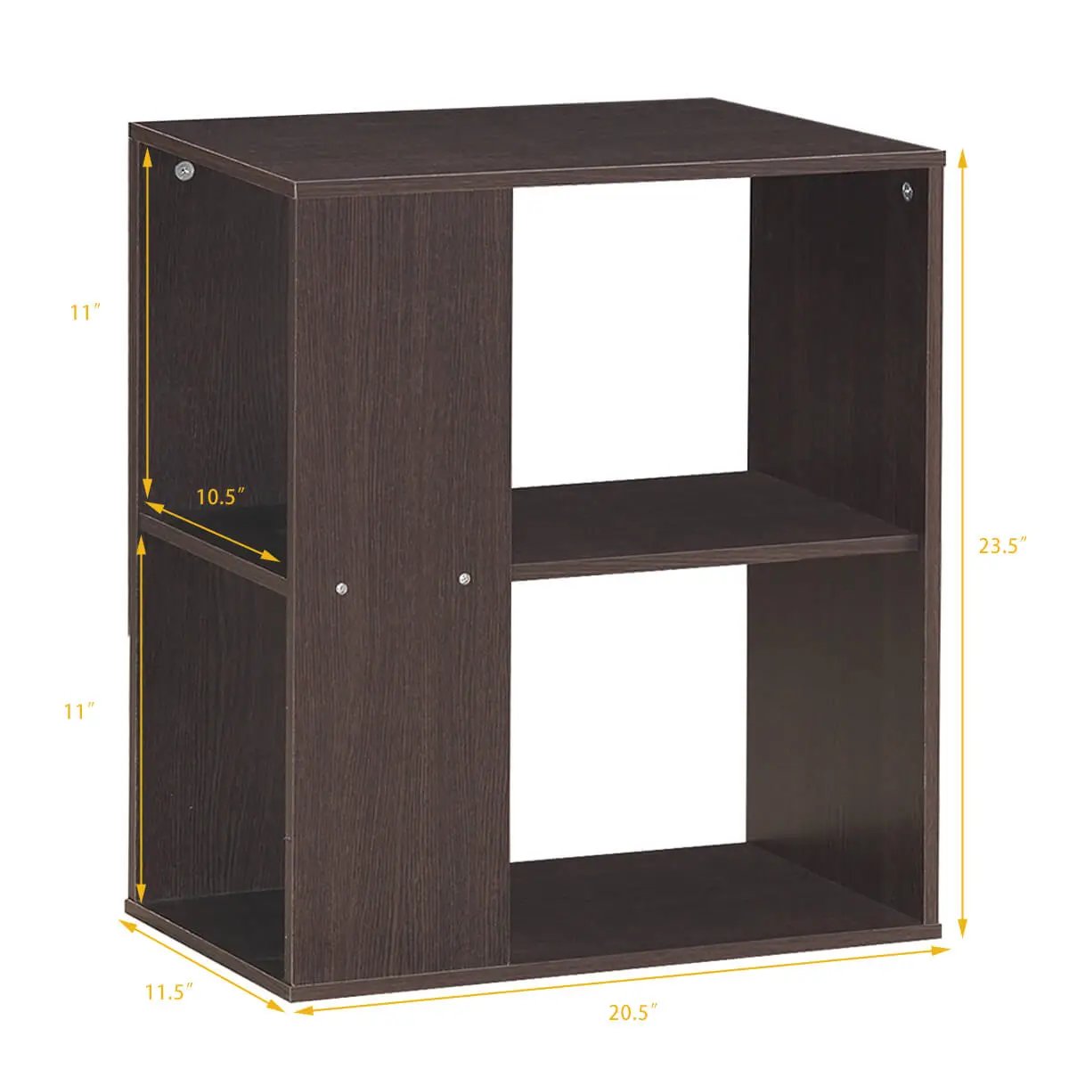 2-Tier Side End Table with Storage Shelves, dimensions drawing