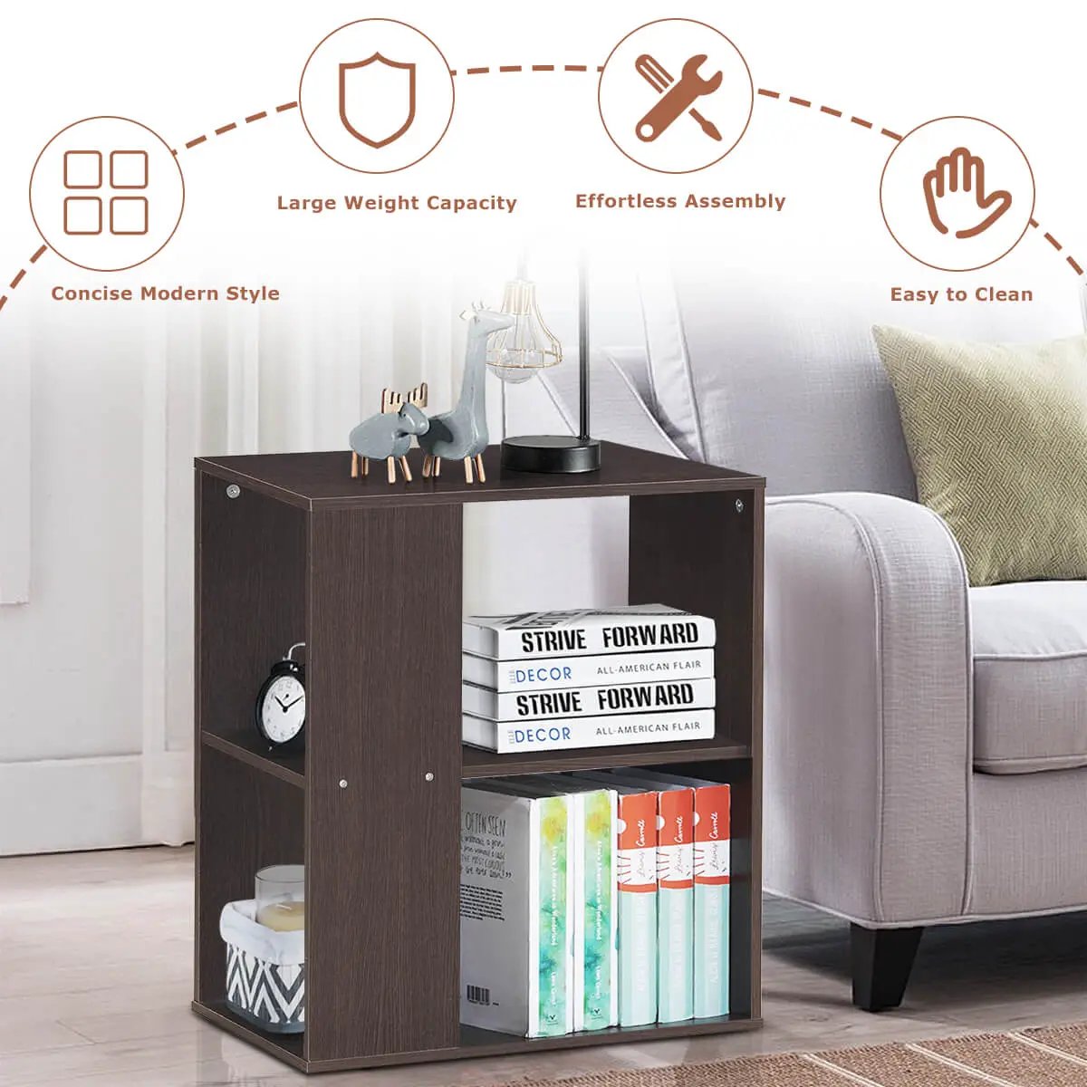 2-Tier Side End Table with Storage Shelves, photo 2 of 9