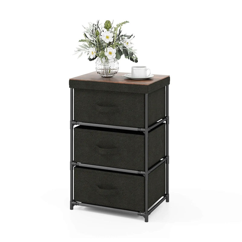 3-Tier Fabric Nightstand with Sturdy Metal Frame by DirectDeals