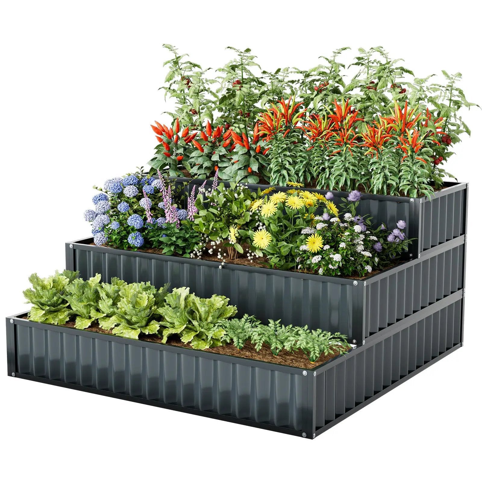 Heavy-Duty Metal Outdoor 3-Tier Raised Garden Bed Planter Box by DirectDeals