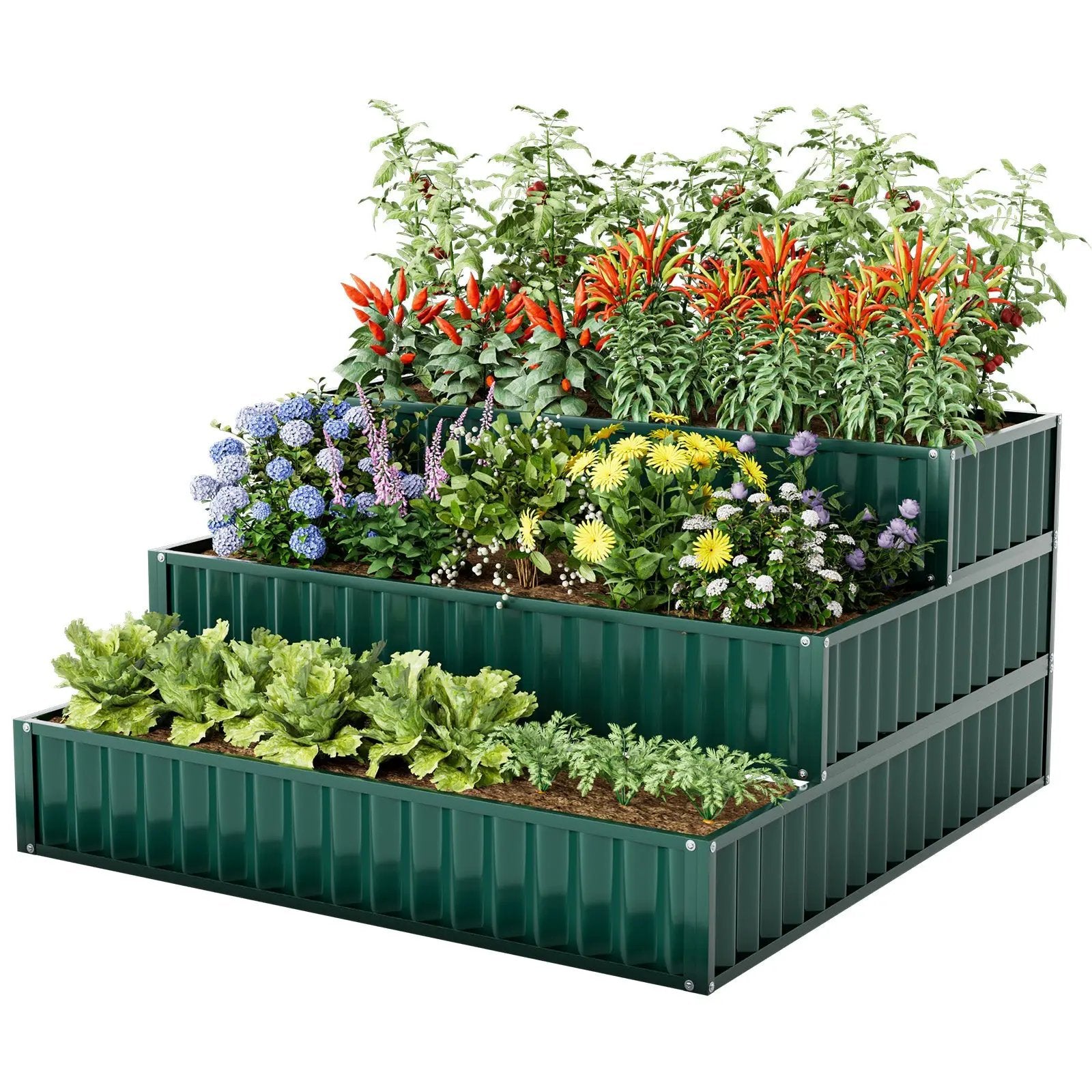 Heavy-Duty Metal Outdoor 3-Tier Raised Garden Bed Planter Box by DirectDeals