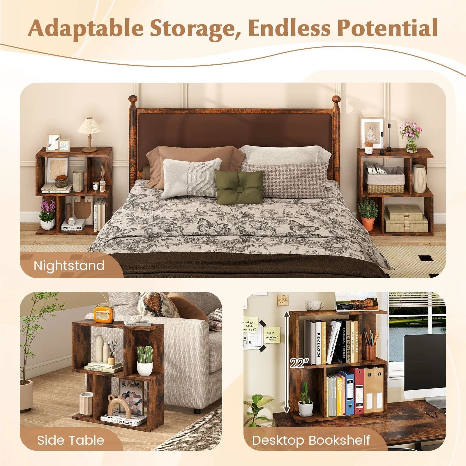 3-Tier Bookshelf with Display Shelf for Small Space by DirectDeals