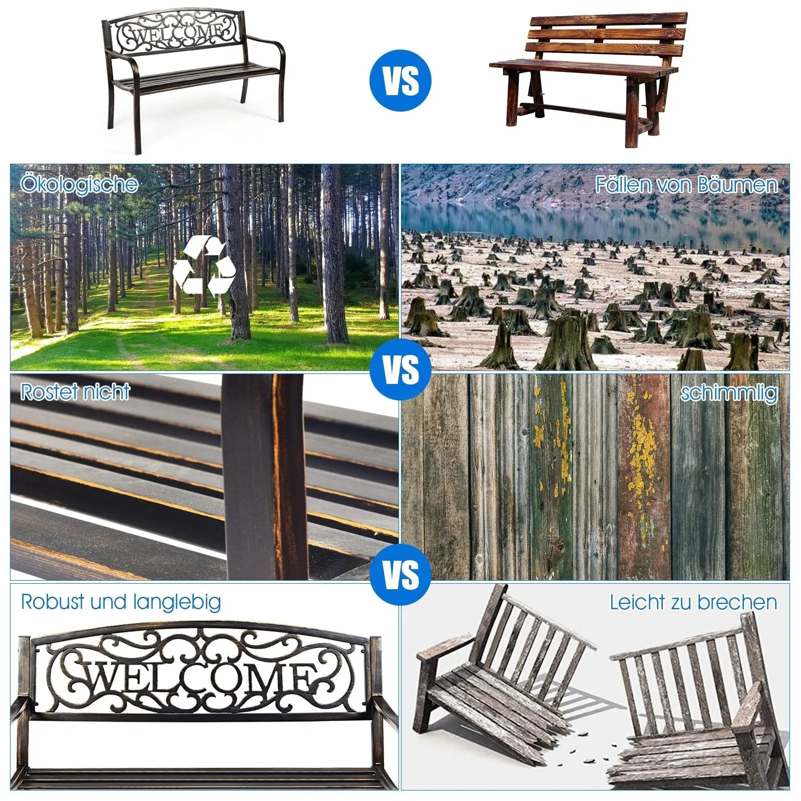 Outdoor Furniture Steel Frame Porch Garden Bench by DirectDeals