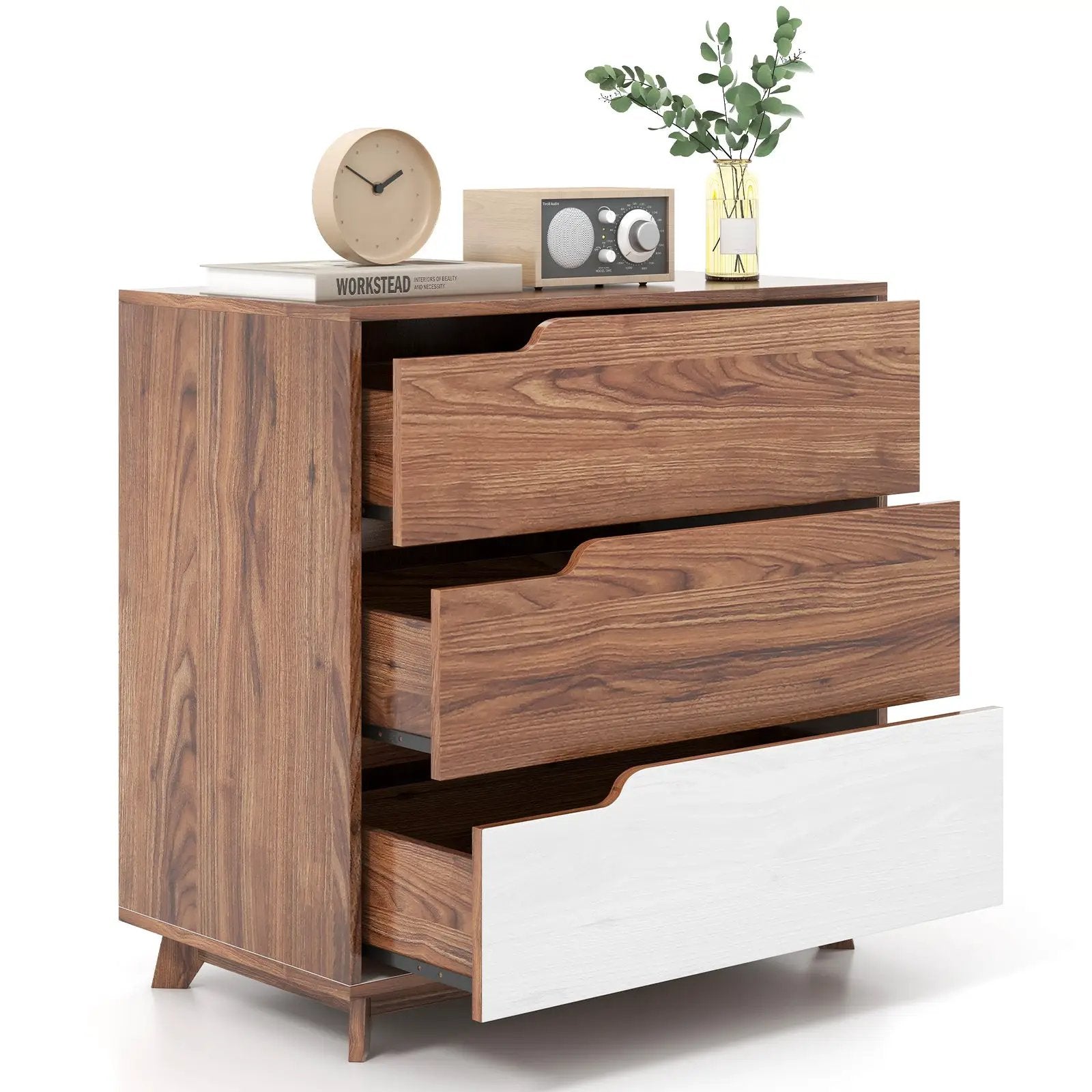 Rustic Farmhouse Wooden Storage Dresser for Bedroom Living Room-Brown by DirectDeals