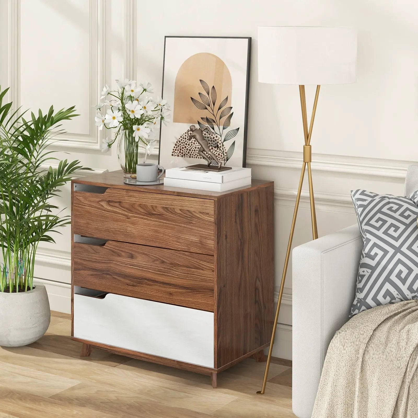Rustic Farmhouse Wooden Storage Dresser for Bedroom Living Room-Brown by DirectDeals