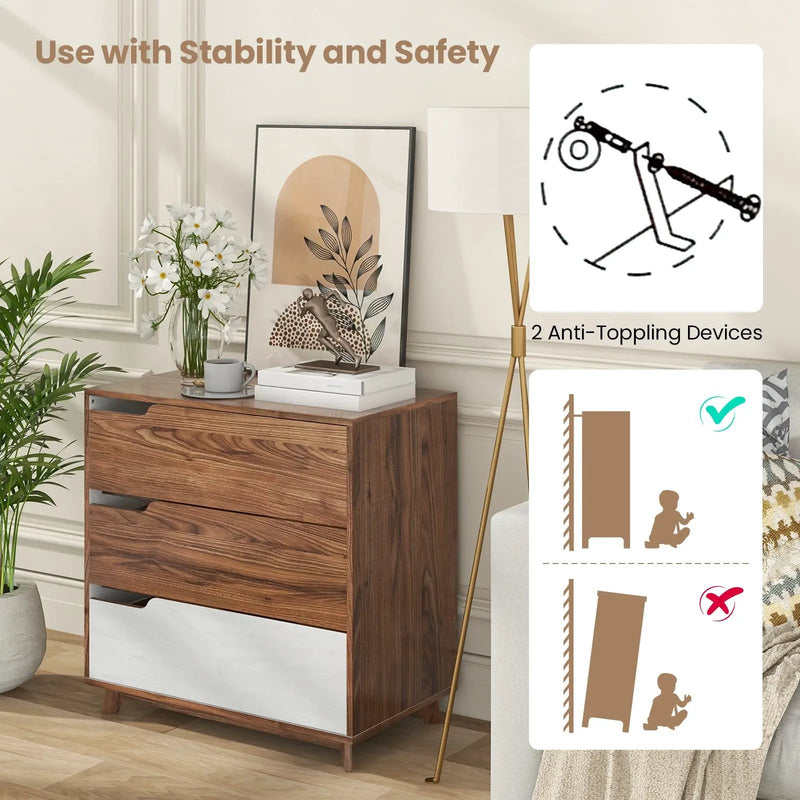 Rustic Farmhouse Wooden Storage Dresser for Bedroom Living Room-Brown by DirectDeals