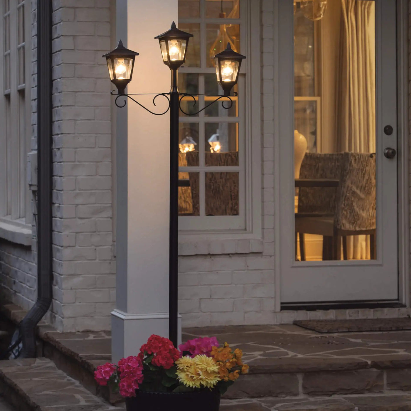 3 Fixture Outdoor Solar LED Lamp Post With 50 Lumen - 72Inch by Outdoor Solar Outlet