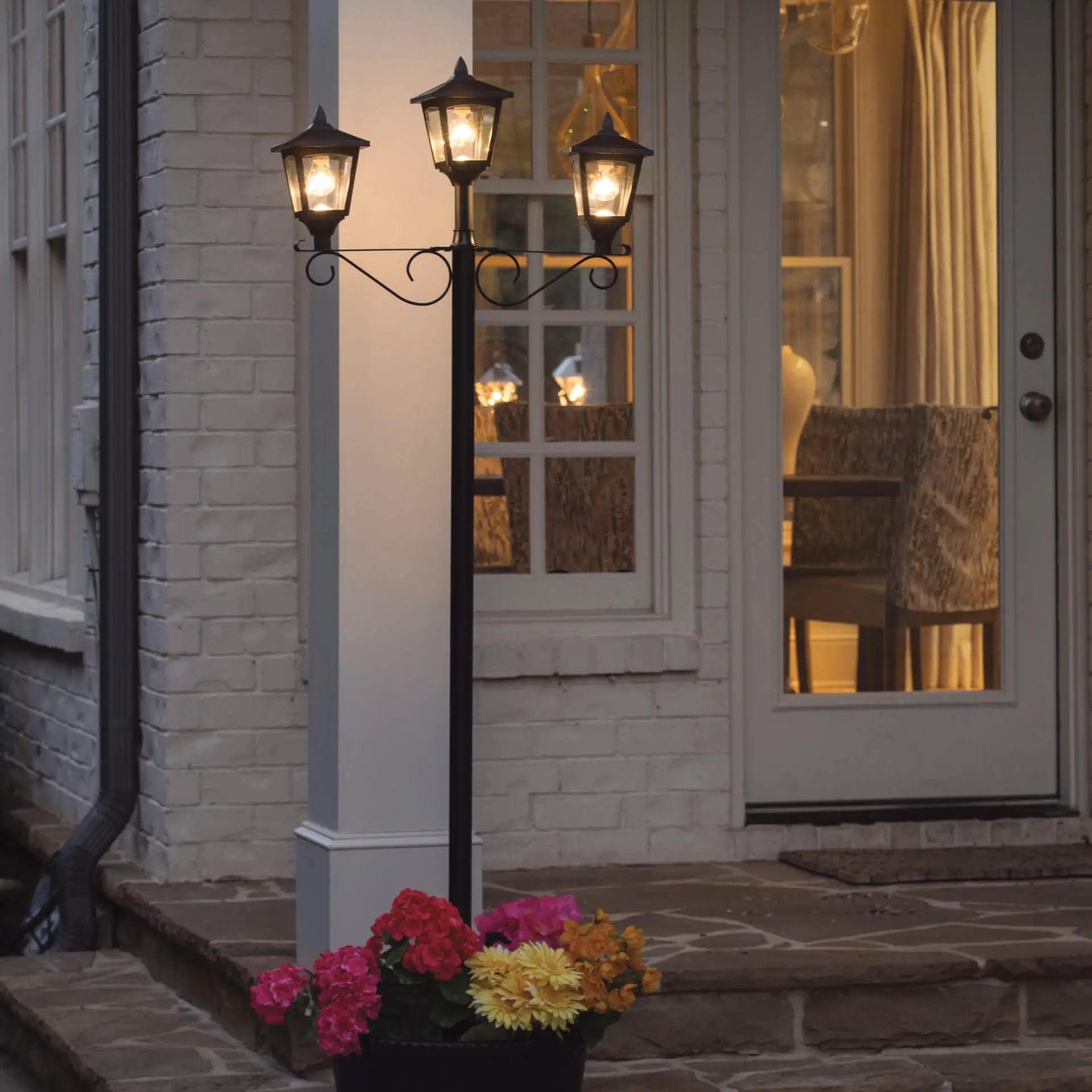 3 Fixture Outdoor Solar LED Lamp Post With 50 Lumen - 72Inch by Outdoor Solar Outlet