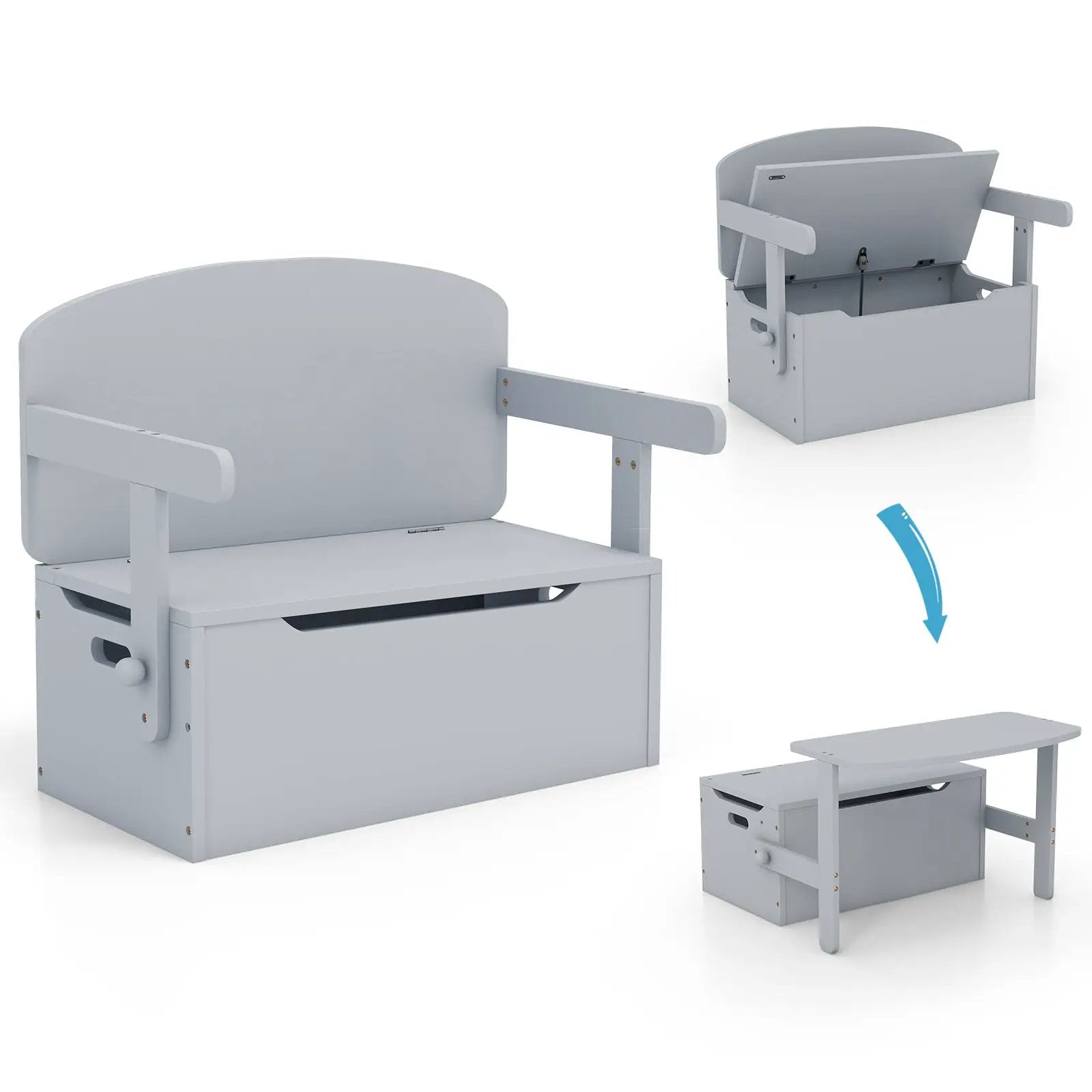 3-in-1 Kids Convertible Storage Bench Wood Activity Table and Chair Set by DirectDeals