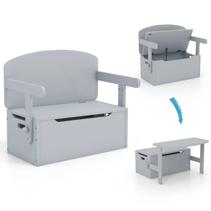 3-in-1 Kids Convertible Storage Bench Wood Activity Table and Chair Set by DirectDeals