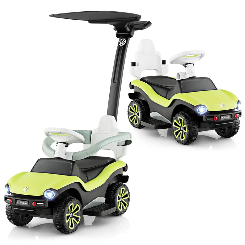 3-in-1 Licensed Volkswagen Ride on Push Car with 3-Position Adjustable Push Handle-Green by DirectDeals