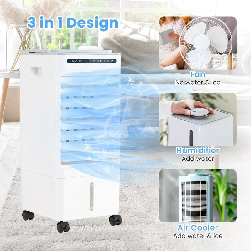 3-in-1 Evaporative Portable Air Cooler with 3 Modes include Remote Control-White by DirectDeals