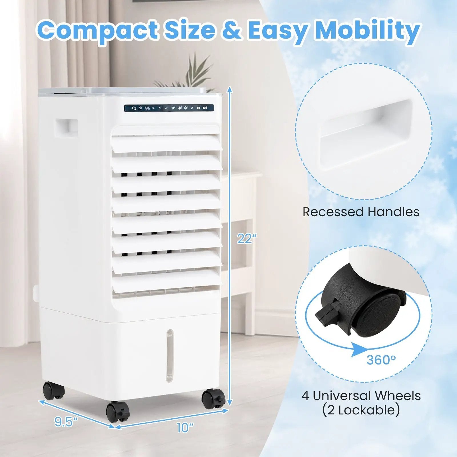 3-in-1 Evaporative Portable Air Cooler with 3 Modes include Remote Control-White by DirectDeals