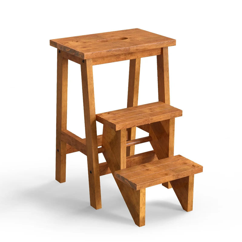 3-in-1 Rubber Wood Step Stool with Convenient Handle by DirectDeals