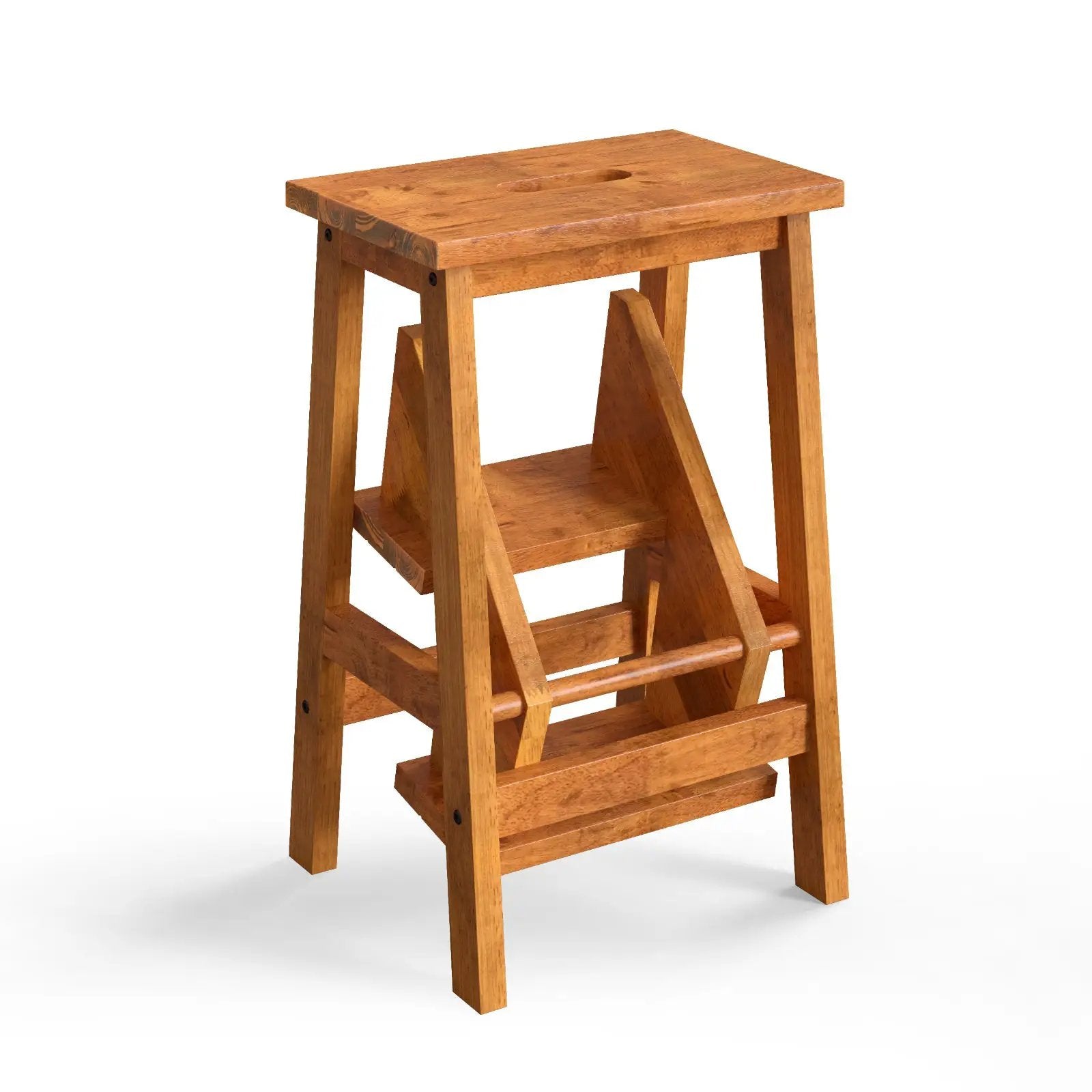 3-in-1 Rubber Wood Step Stool with Convenient Handle by DirectDeals