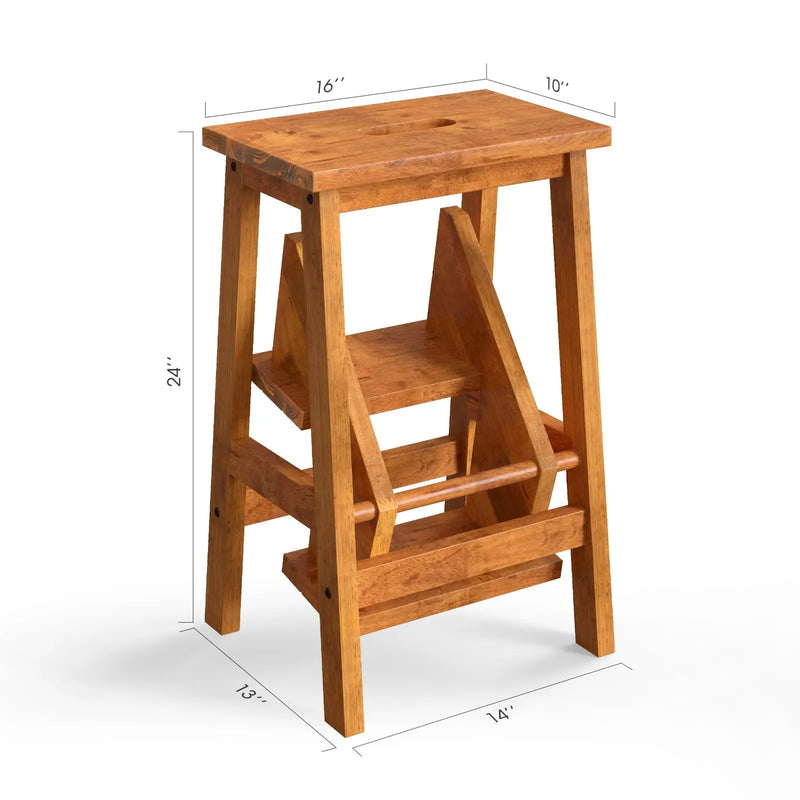 3-in-1 Rubber Wood Step Stool with Convenient Handle by DirectDeals