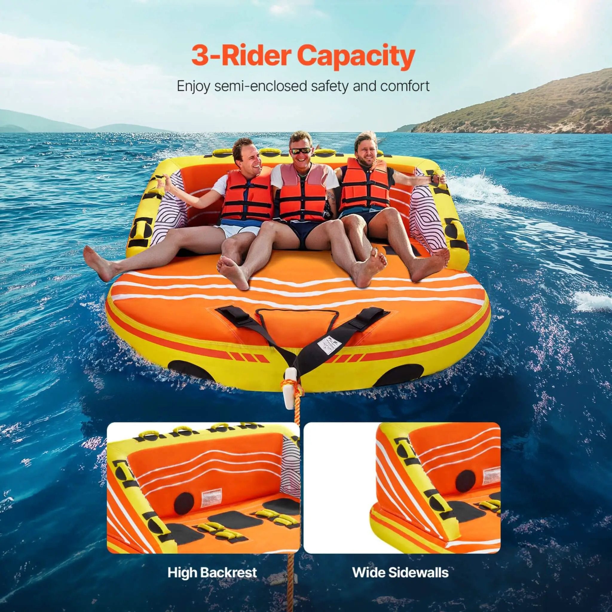 3-Person Inflatable Towable Boat Tube For Water Sports (SAK48091) by SAKSBY WHOLESALE