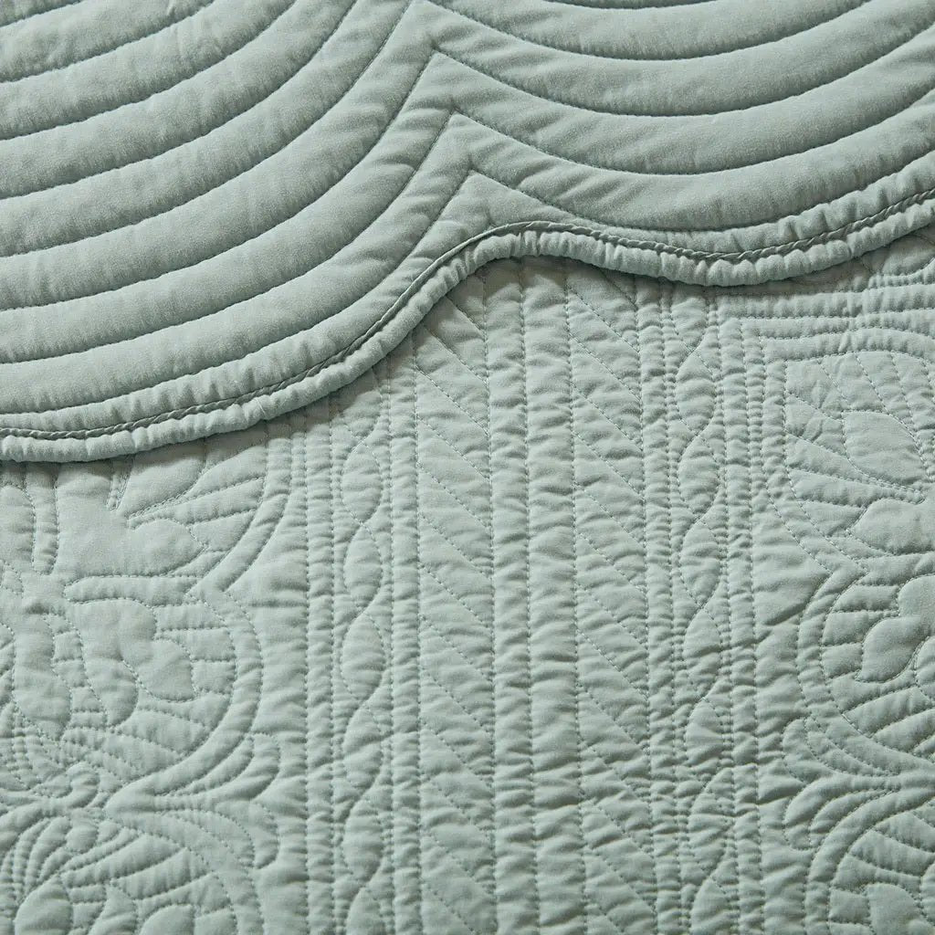 3 Pc Antimicrobial Seafoam Reversible Microfiber Quilt Set by HouseOfZazla