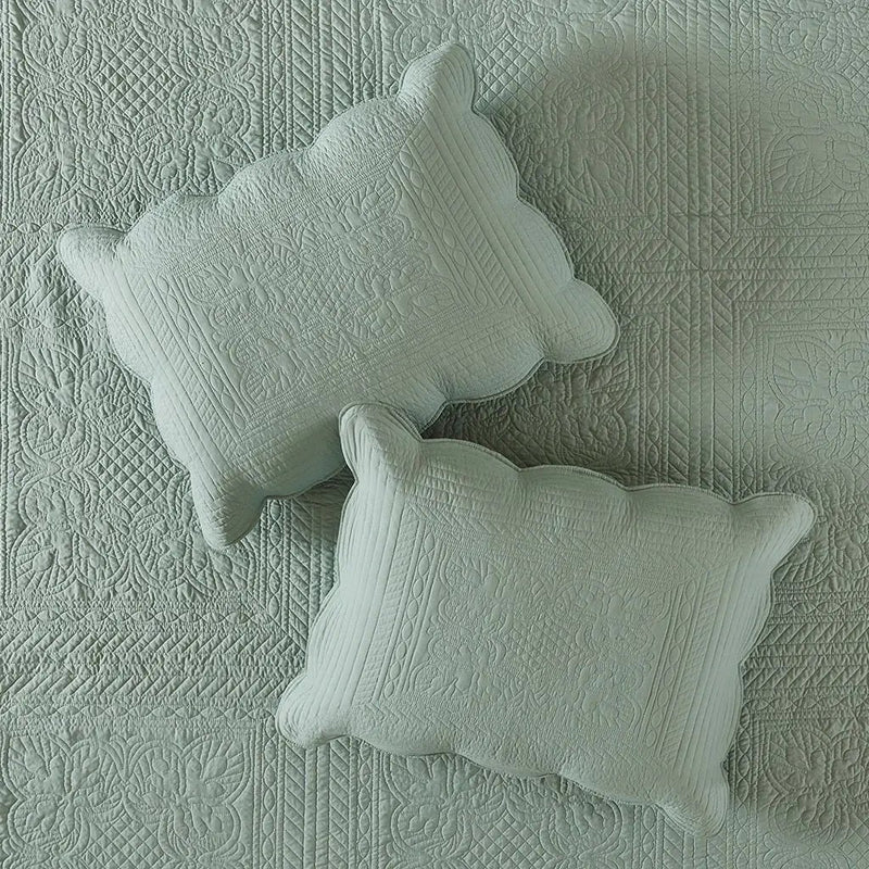 3 Pc Antimicrobial Seafoam Reversible Microfiber Quilt Set by HouseOfZazla