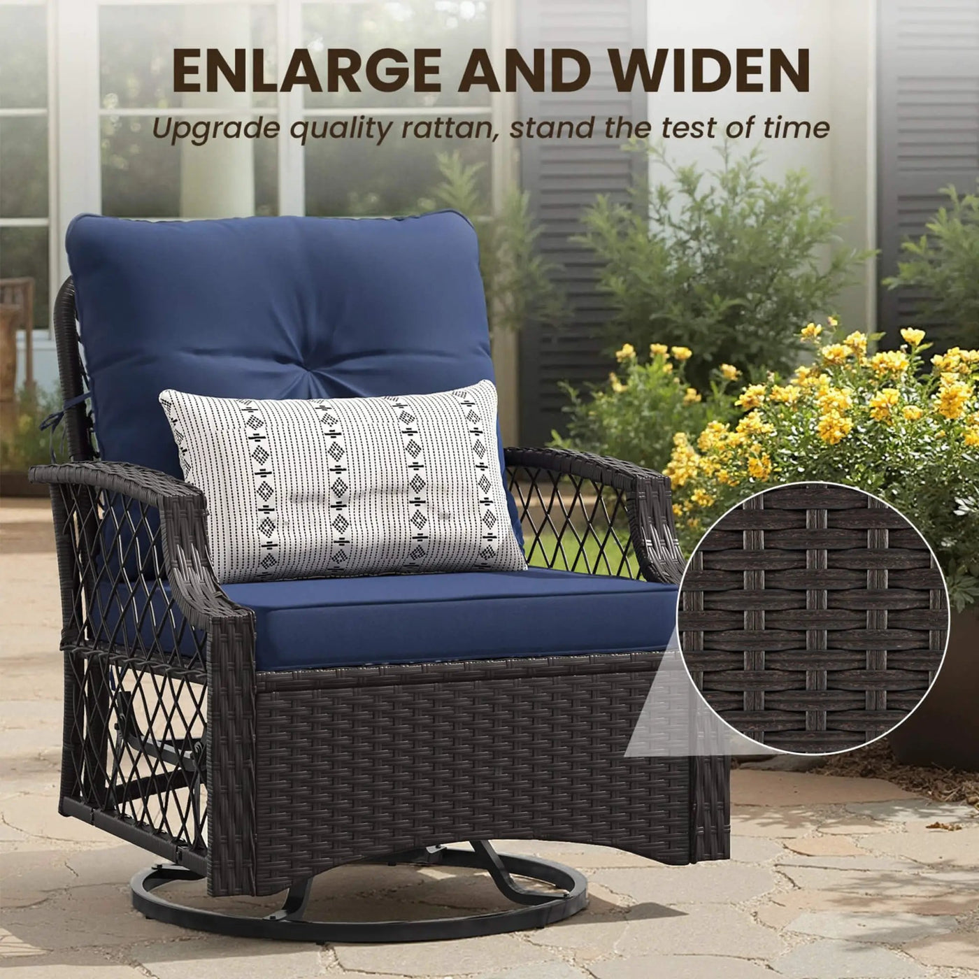 3-Piece Wicker Patio Bistro Set W/ Swivel Chairs And Table (SAK14789) by SAKSBY WHOLESALE
