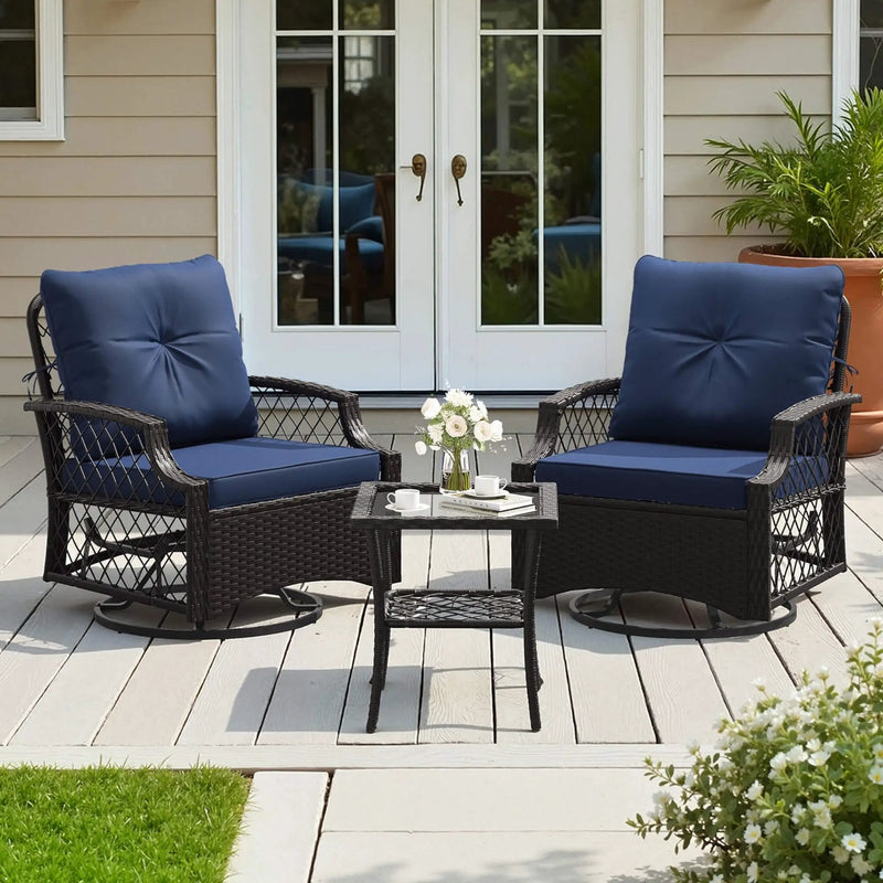 Alora 3-Piece Wicker Patio Bistro Set W/ Swivel Chairs And Table (SAK14789) by SAKSBY WHOLESALE