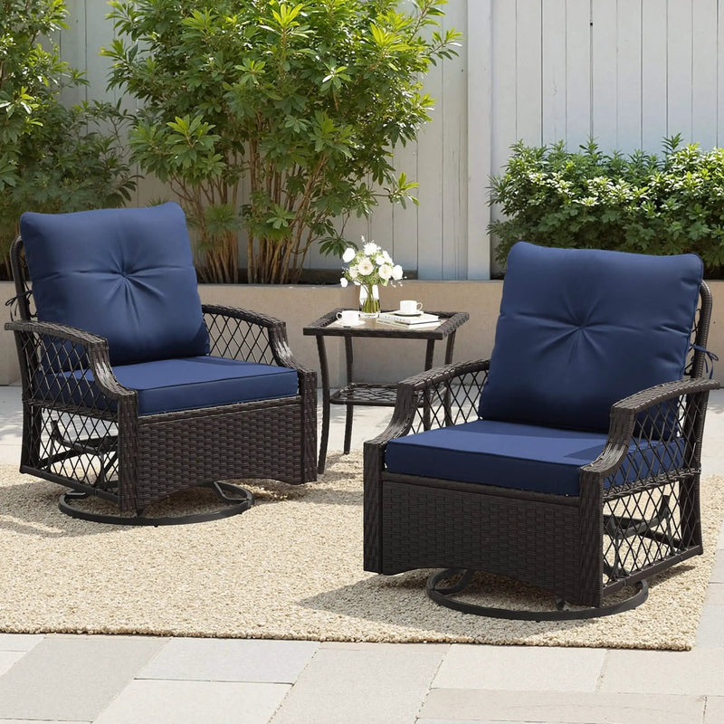 Alora 3-Piece Wicker Patio Bistro Set W/ Swivel Chairs And Table (SAK14789) by SAKSBY WHOLESALE