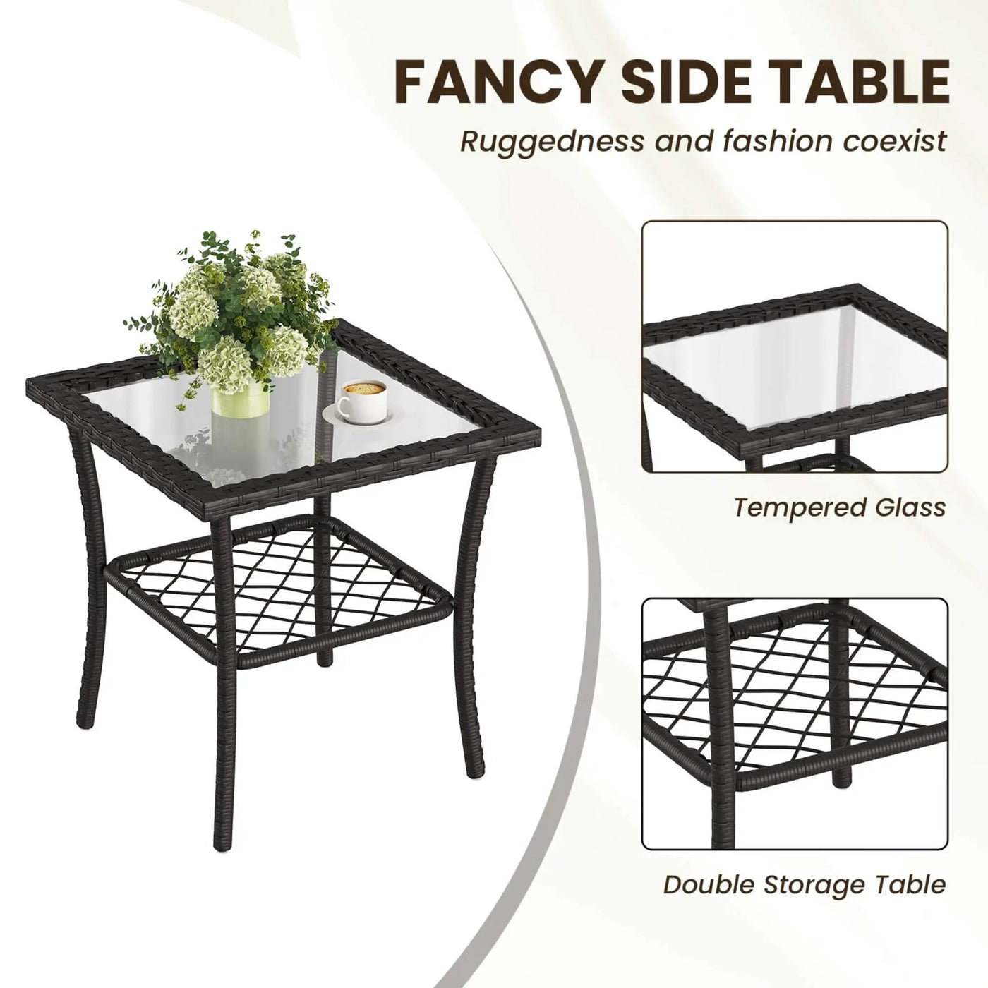 3-Piece Wicker Patio Bistro Set W/ Swivel Chairs And Table (SAK14789) by SAKSBY WHOLESALE