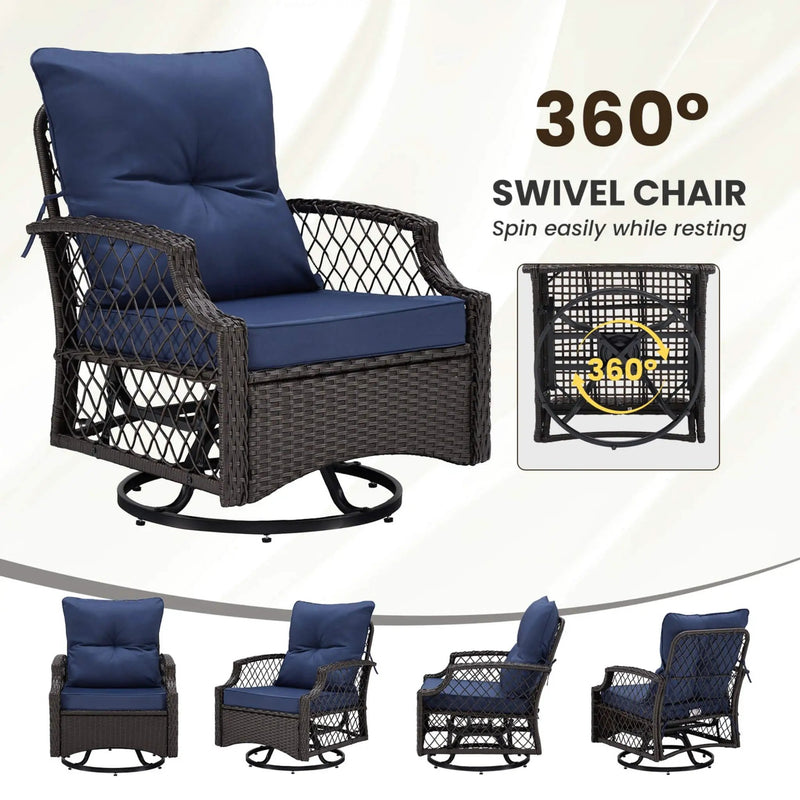 Alora 3-Piece Wicker Patio Bistro Set W/ Swivel Chairs And Table (SAK14789) by SAKSBY WHOLESALE
