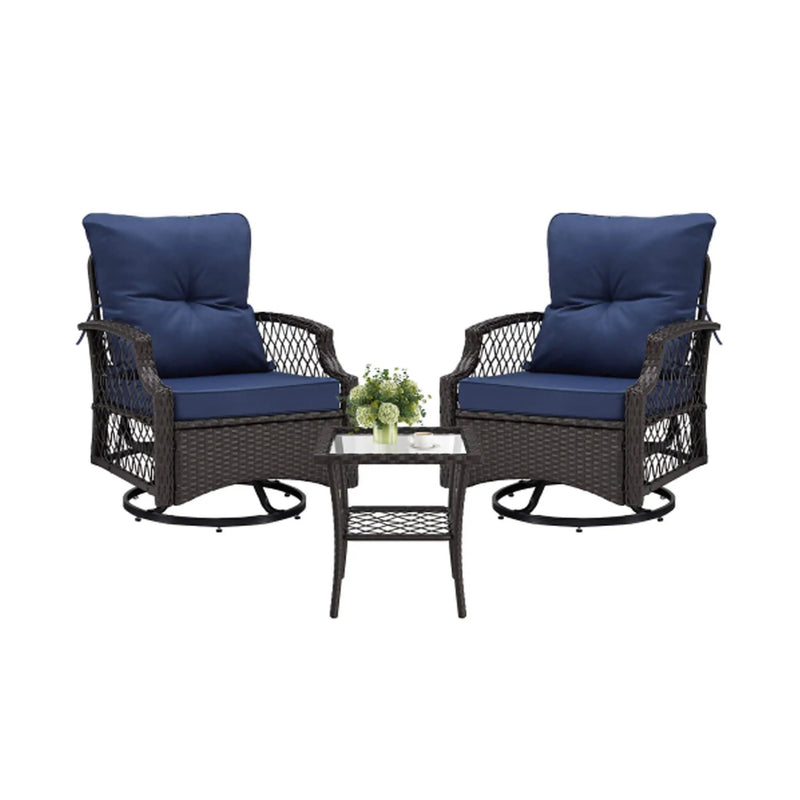 Alora 3-Piece Wicker Patio Bistro Set W/ Swivel Chairs And Table (SAK14789) by SAKSBY WHOLESALE
