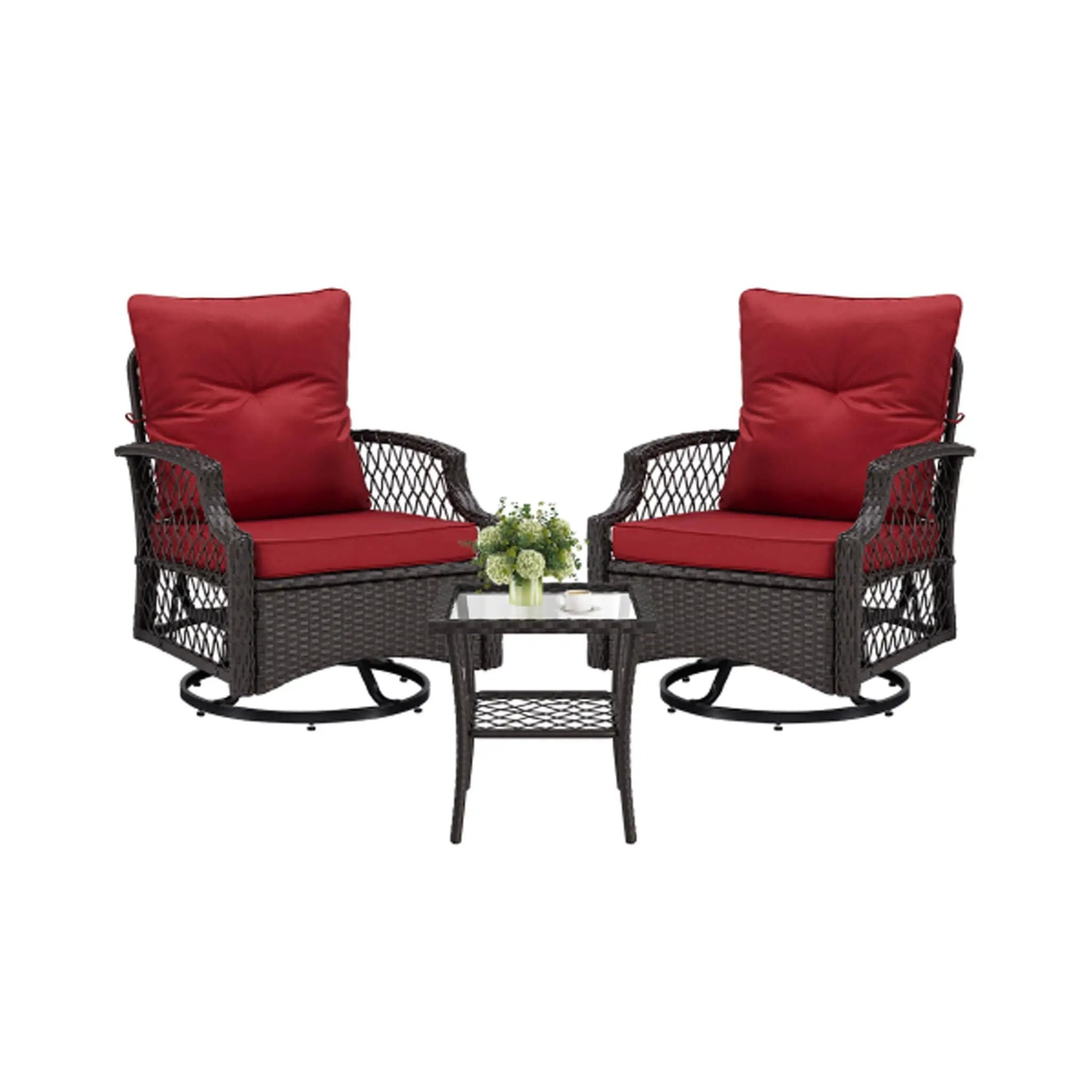 Alora 3-Piece Wicker Patio Bistro Set W/ Swivel Chairs And Table (SAK14789) by SAKSBY WHOLESALE