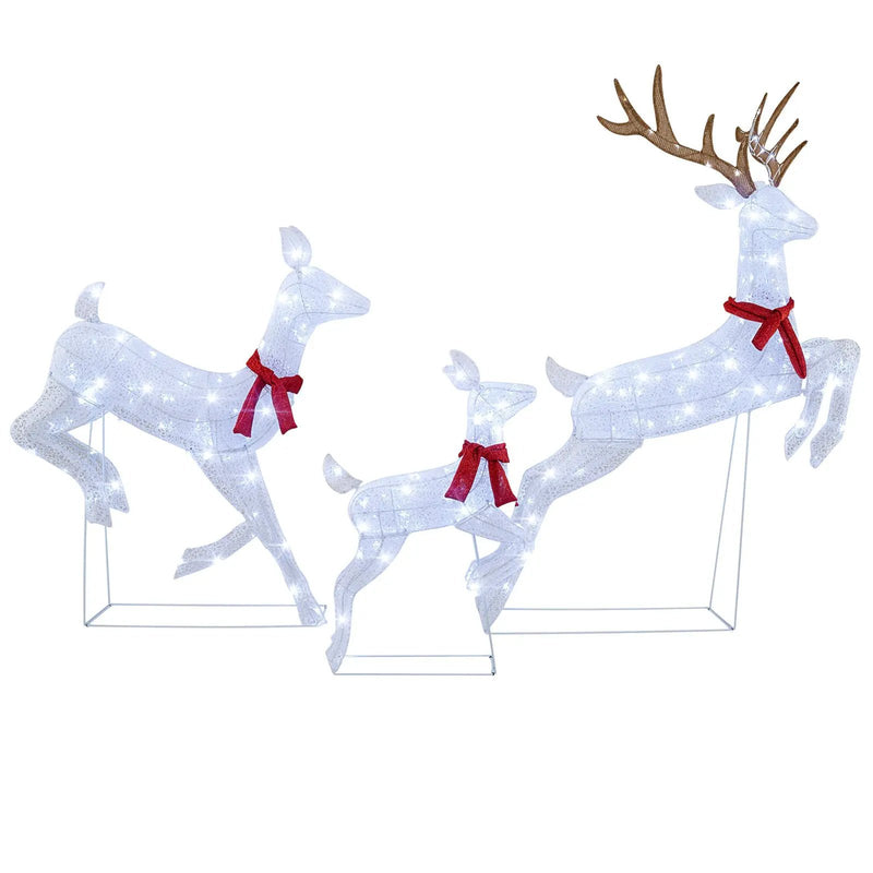 3-Piece Christmas Pre-Lit Lighted Reindeer Family Set by DirectDeals