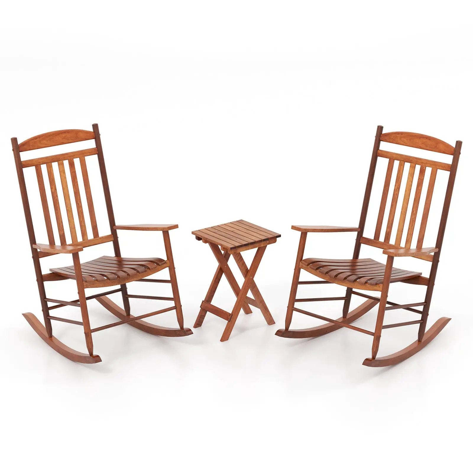 3-piece Outdoor Poplar Wood Rocking Bistro Set-Natural by DirectDeals
