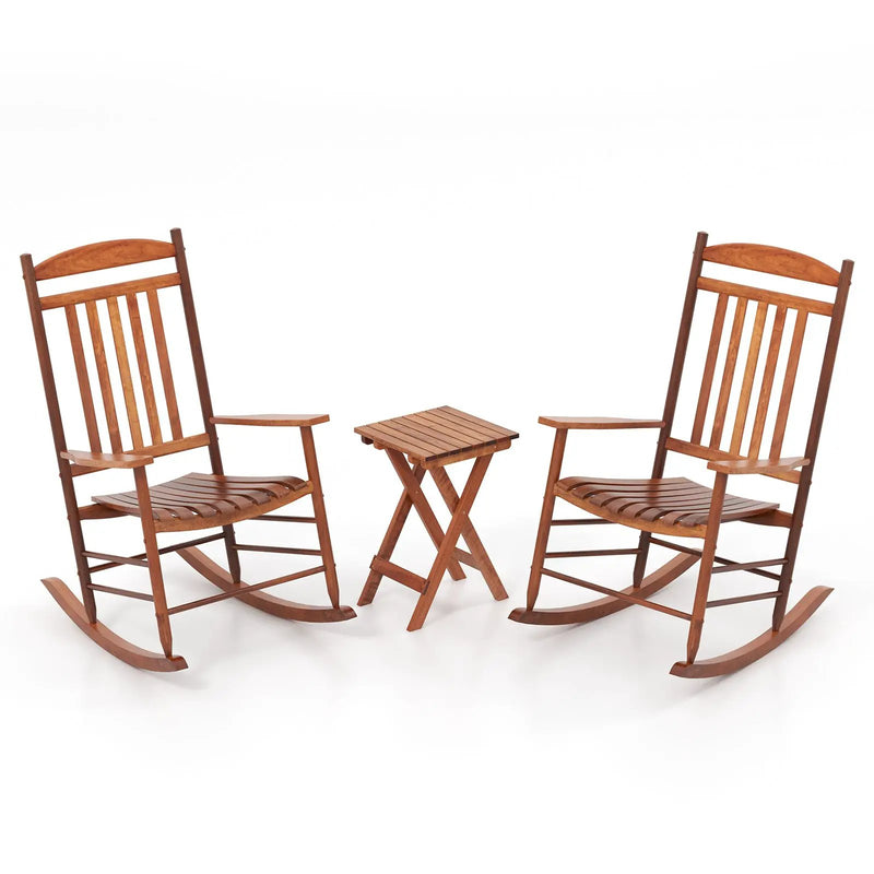 3-piece Outdoor Poplar Wood Rocking Bistro Set-Natural by DirectDeals