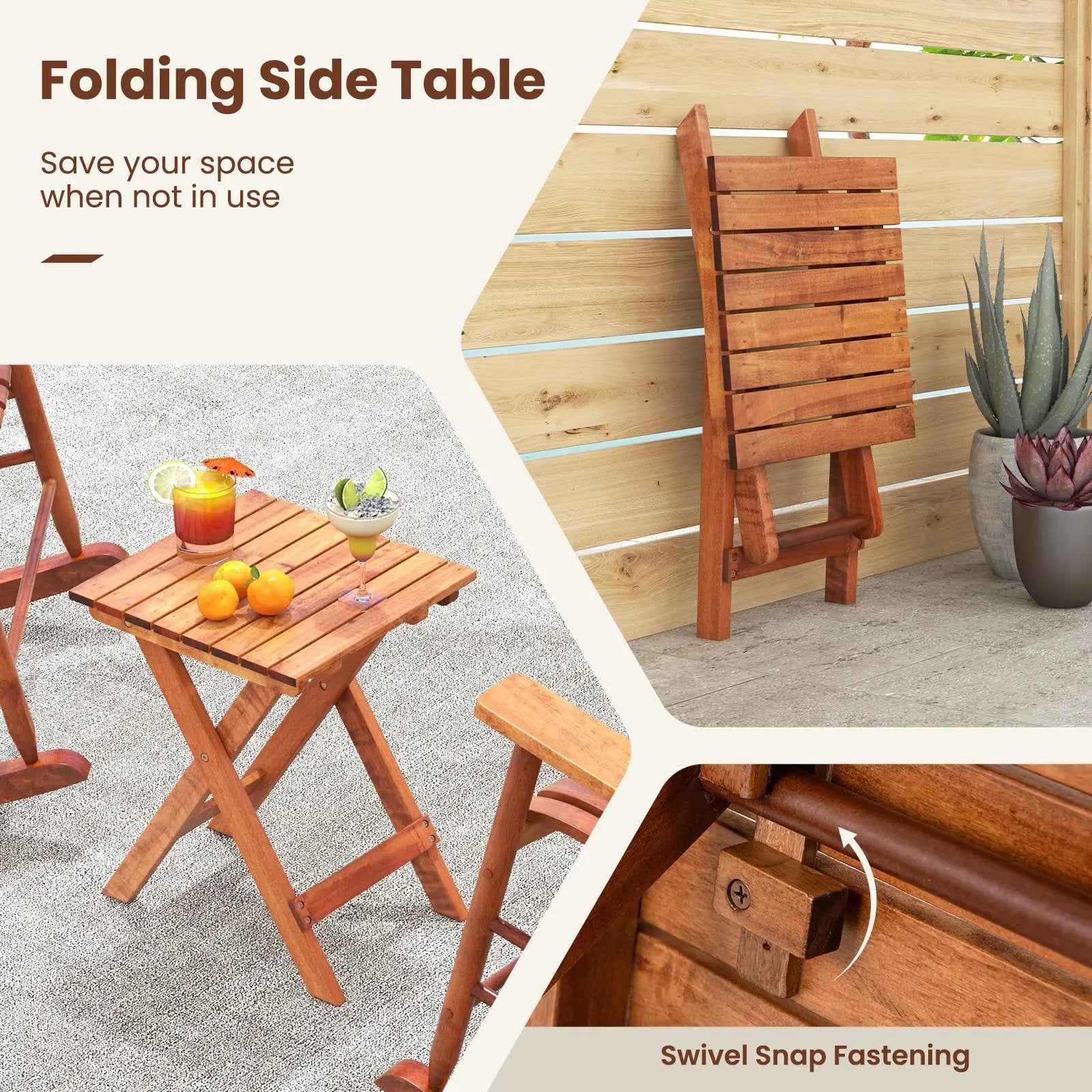 3-piece Outdoor Poplar Wood Rocking Bistro Set-Natural by DirectDeals