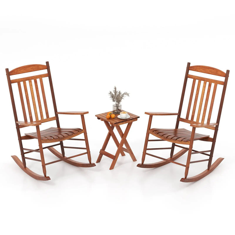 3-piece Outdoor Poplar Wood Rocking Bistro Set-Natural by DirectDeals