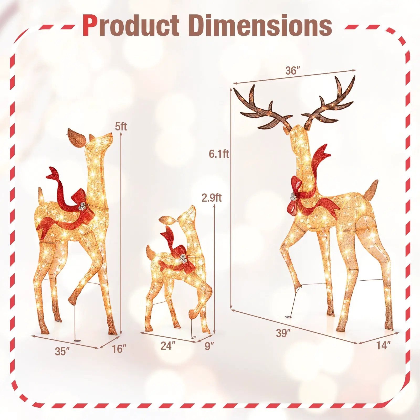 3-Piece Pre-Lit Christmas Deer Family Set by DirectDeals