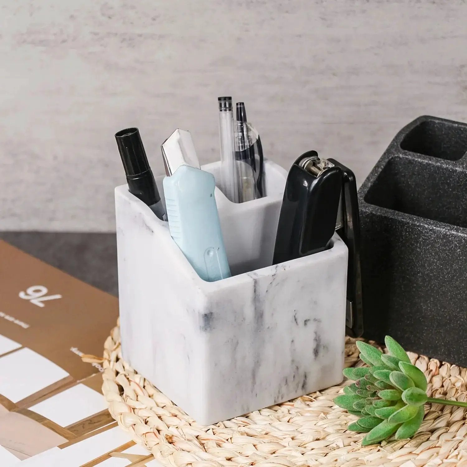 3-Slot Toothbrush Holder with Drain Hole - Durable Resin Bathroom Organizer for Toothpaste & Toothbrushes, Freestanding Vanity Stand for Shower, Countertop, Office - Space-Saving Makeup Brush & Stationery Storage, Toothbrush by House Of Avana