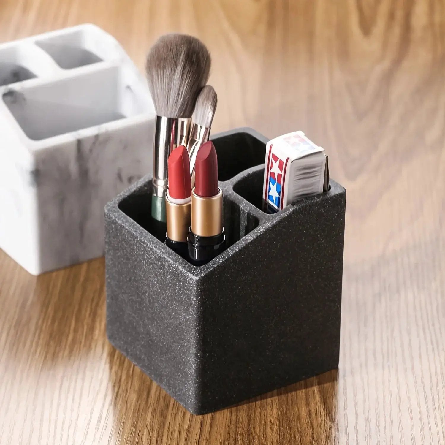 3-Slot Toothbrush Holder with Drain Hole - Durable Resin Bathroom Organizer for Toothpaste & Toothbrushes, Freestanding Vanity Stand for Shower, Countertop, Office - Space-Saving Makeup Brush & Stationery Storage, Toothbrush by House Of Avana