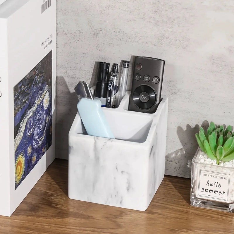 3-Slot Toothbrush Holder with Drain Hole - Durable Resin Bathroom Organizer for Toothpaste & Toothbrushes, Freestanding Vanity Stand for Shower, Countertop, Office - Space-Saving Makeup Brush & Stationery Storage, Toothbrush by House Of Avana
