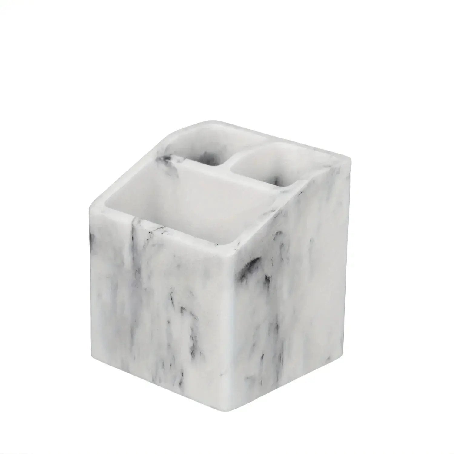 3-Slot Toothbrush Holder with Drain Hole - Durable Resin Bathroom Organizer for Toothpaste & Toothbrushes, Freestanding Vanity Stand for Shower, Countertop, Office - Space-Saving Makeup Brush & Stationery Storage, Toothbrush by House Of Avana