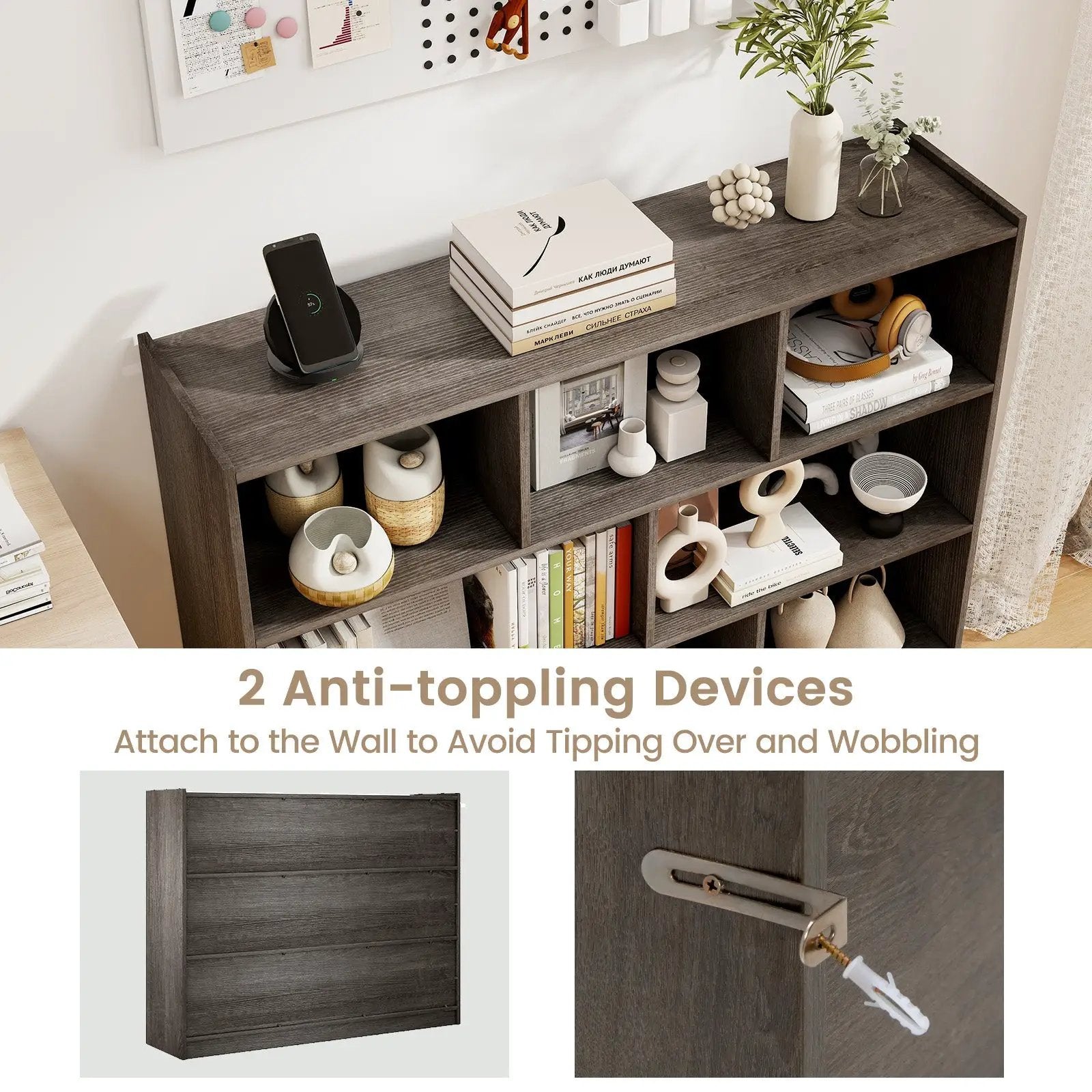3-Tier Open Bookcase 8-Cube Floor Standing Storage Shelves by DirectDeals