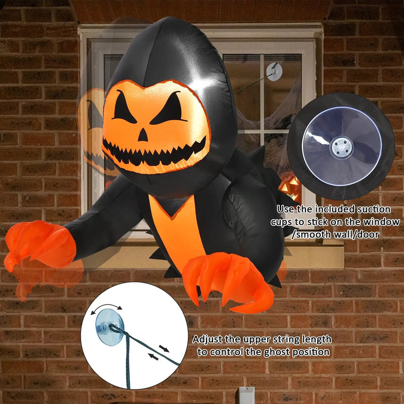 3.3 Feet Halloween Inflatable Pumpkin Head Ghost Broke Out from Window by DirectDeals