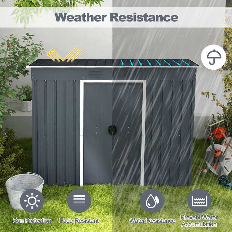 3.6 x 7.1 FT Outside Garden Storage Shed Tool House with Ground Foundation Frame by DirectDeals