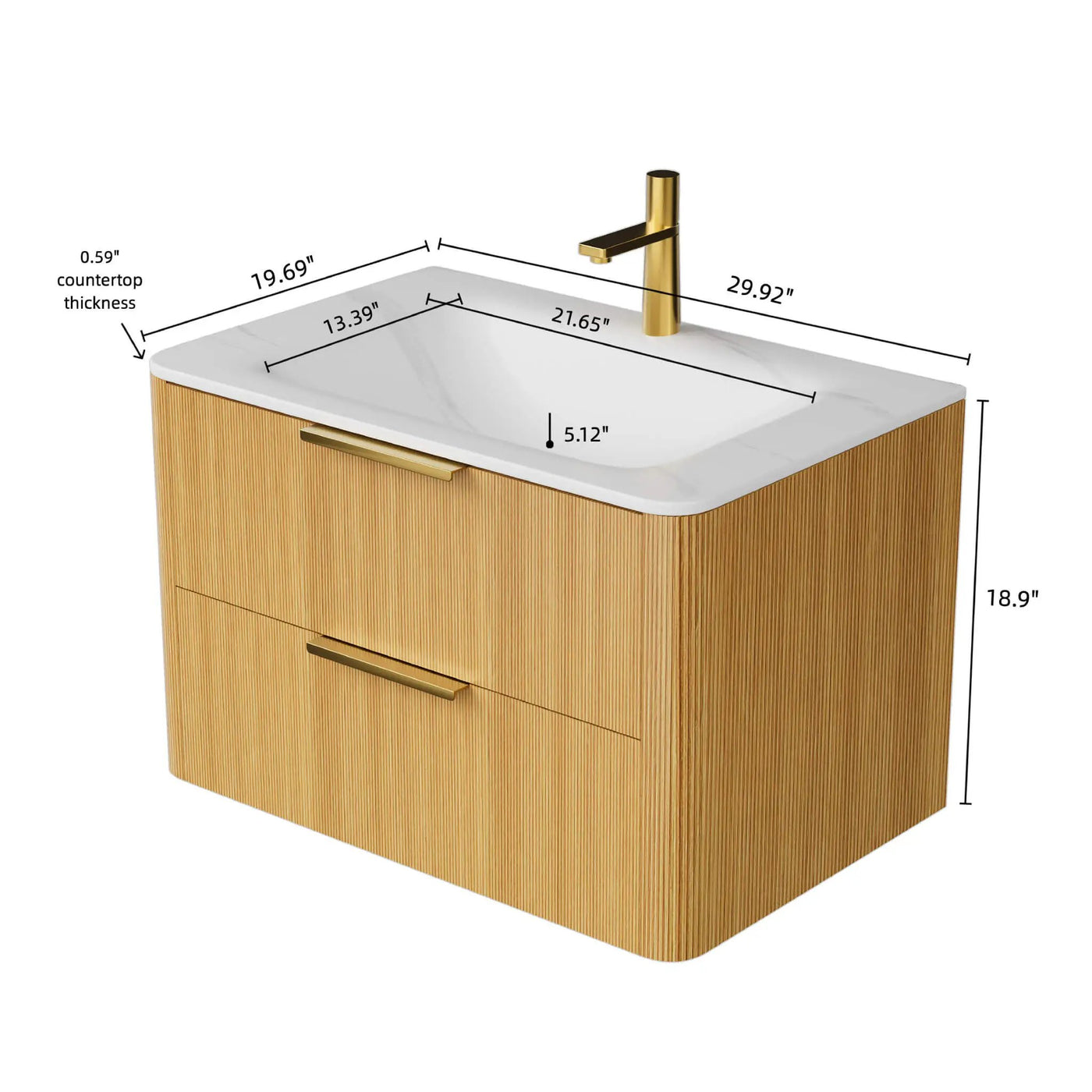 Luxury 30/36-Inch Sintered Stone Floating Bathroom Vanity With Sink (SAK70429) by SAKSBY WHOLESALE