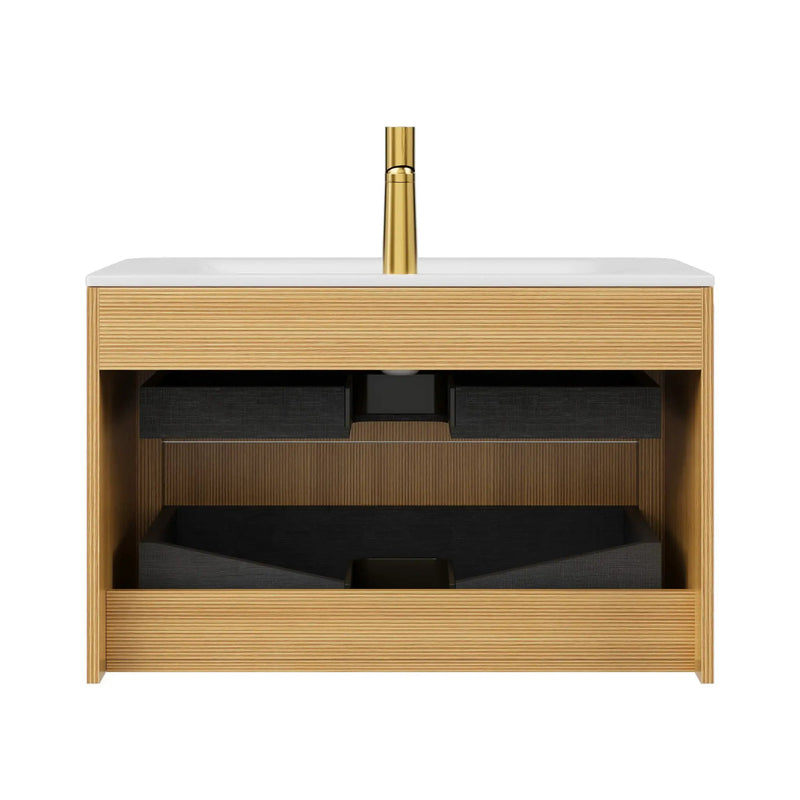 Nuvia Luxury 30/36-Inch Sintered Stone Floating Bathroom Vanity With Sink (SAK70429) by SAKSBY WHOLESALE