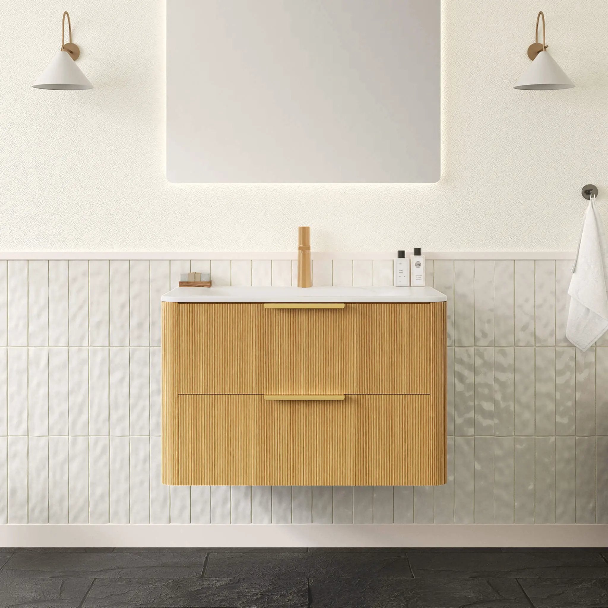 Nuvia Luxury 30/36-Inch Sintered Stone Floating Bathroom Vanity With Sink (SAK70429) by SAKSBY WHOLESALE