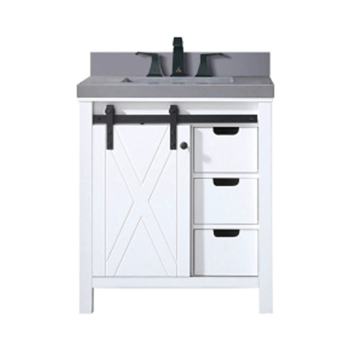 Nuvia White Bathroom Vanity With Gray Quartz Top And Faucet Set (SAK40685) by SAKSBY WHOLESALE