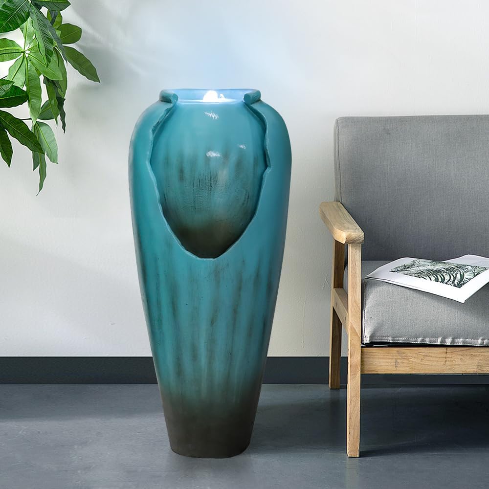 Resin Glazed Cutout Urn Outdoor Water Fountain 30 Inch, photo 7 of 12