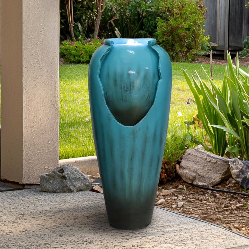 Resin Glazed Cutout Urn Outdoor Water Fountain 30 Inch, photo 2 of 12