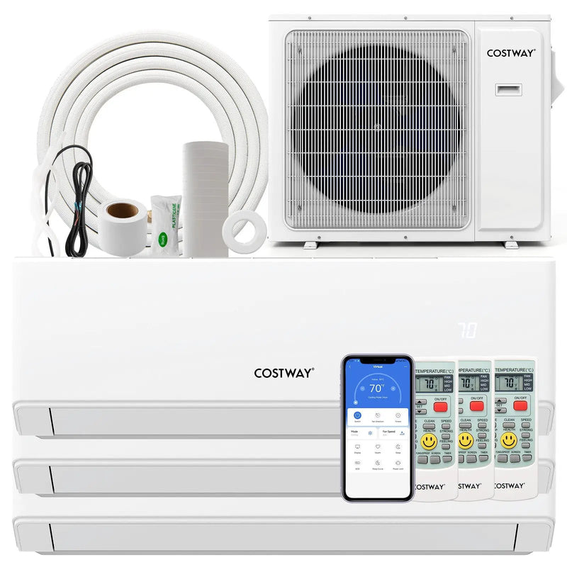 30000 BTU 3 Zone 23 SEER2 Mini Split Air Conditioner Wifi Enabled with Heat Pump by DirectDeals